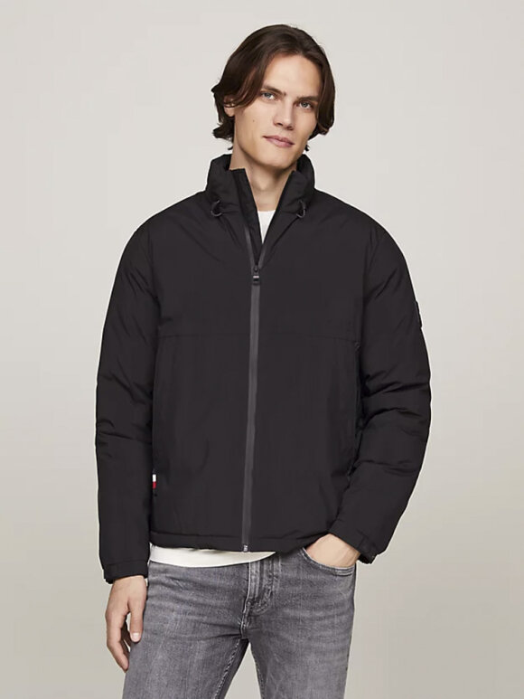 Tommy Hilfiger MENSWEAR - TOMMY HILFIGER Black Portland Mixe Media Stand JACKET 