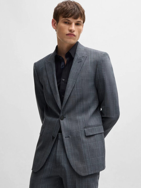 HUGO MENSWEAR - HUGO ARTI243F2X EXTRA-SLIM-FIT JACKET IN CHECKED PERFORMANCE-STRETCH FABRIC