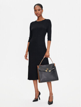 BOSS FONZIPONA RIBBED-KNIT DRESS WITH BUTTON TRIM