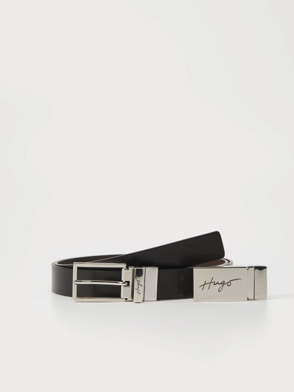 HUGO MENSWEAR - HUGO Men's Reversible Belt Black Leather Graym