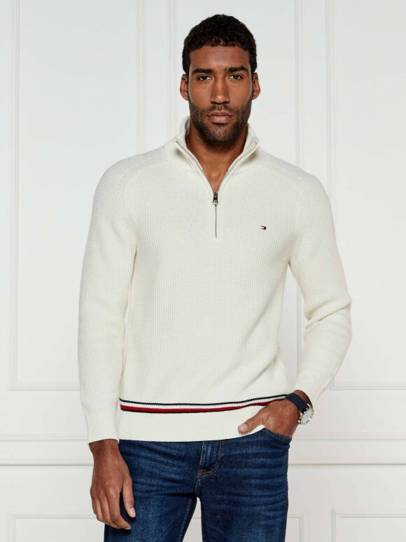 Tommy Hilfiger MENSWEAR - TOMMY HILFIGER STRUCTURE GLOBAL STRIPE ZIP MOCK