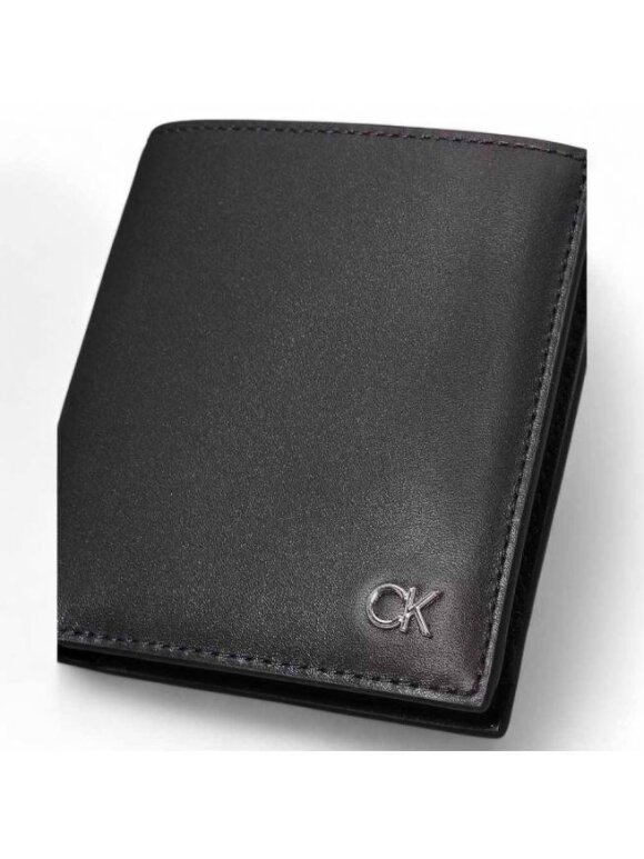 Calvin Klein - CALVIN KLEIN WALLET METAL MALE LEATHER BLACK