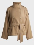 HUGO WOMENSWEAR - HUGO WOMENSWEAR ACLARA-1 BELTED JACKET WITH STAND COLLAR AND CONTRAST STITCHING