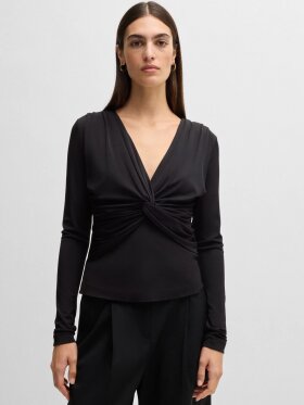 BOSS EULORI BLOUSE TWIST-FRONT TOP IN STRETCH JERSEY